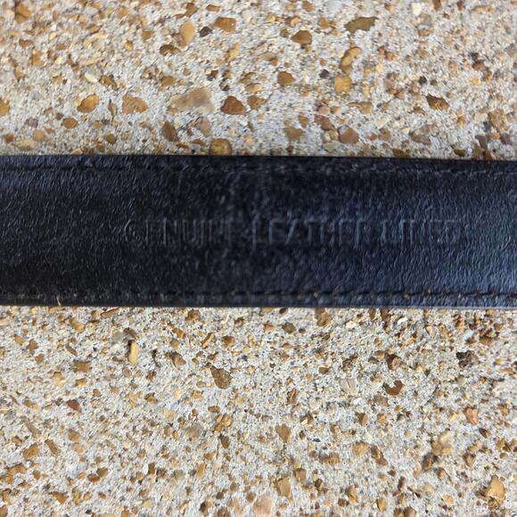 Y2K Black Leather Slide Belt Sculptural Silver Buckle Size Small main image 9